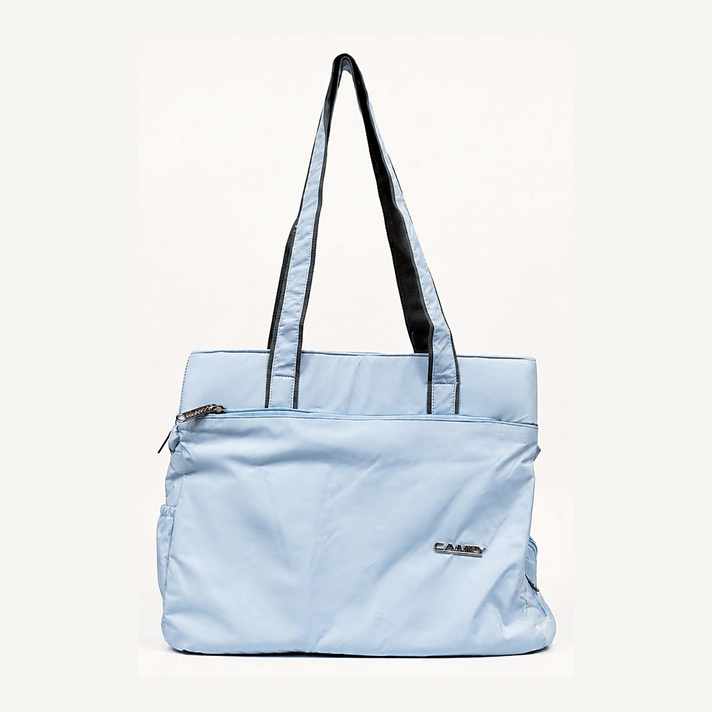 Sky Blue Nylon Shoulder Tote — Ladies Handbags from Design Bags, front view