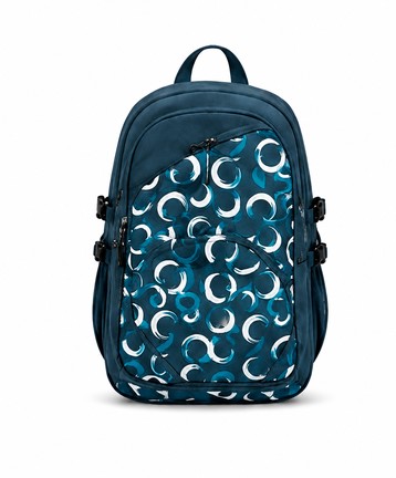 Geometric Print School Backpack (Teal) — School Bags from Design Bags, front view