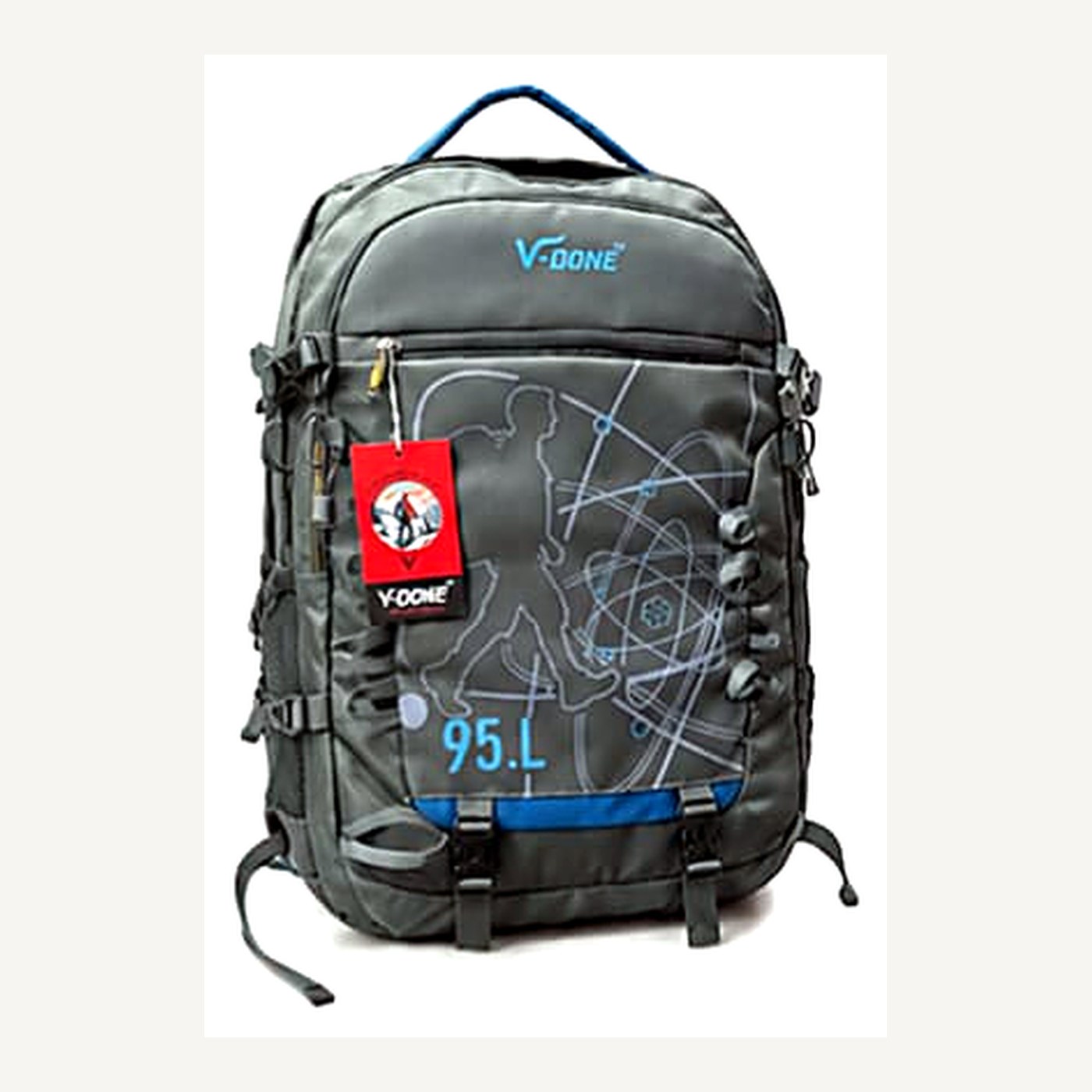 95L Grey Trekking Rucksack — Travel Bags from Design Bags, front view