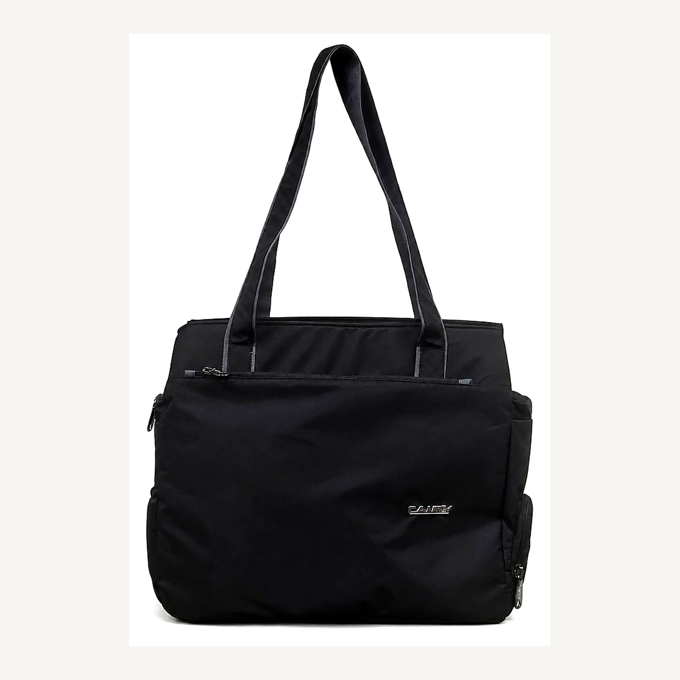 Water-Resistant Nylon Shoulder Tote (Black) — Ladies Handbags from Design Bags, front view