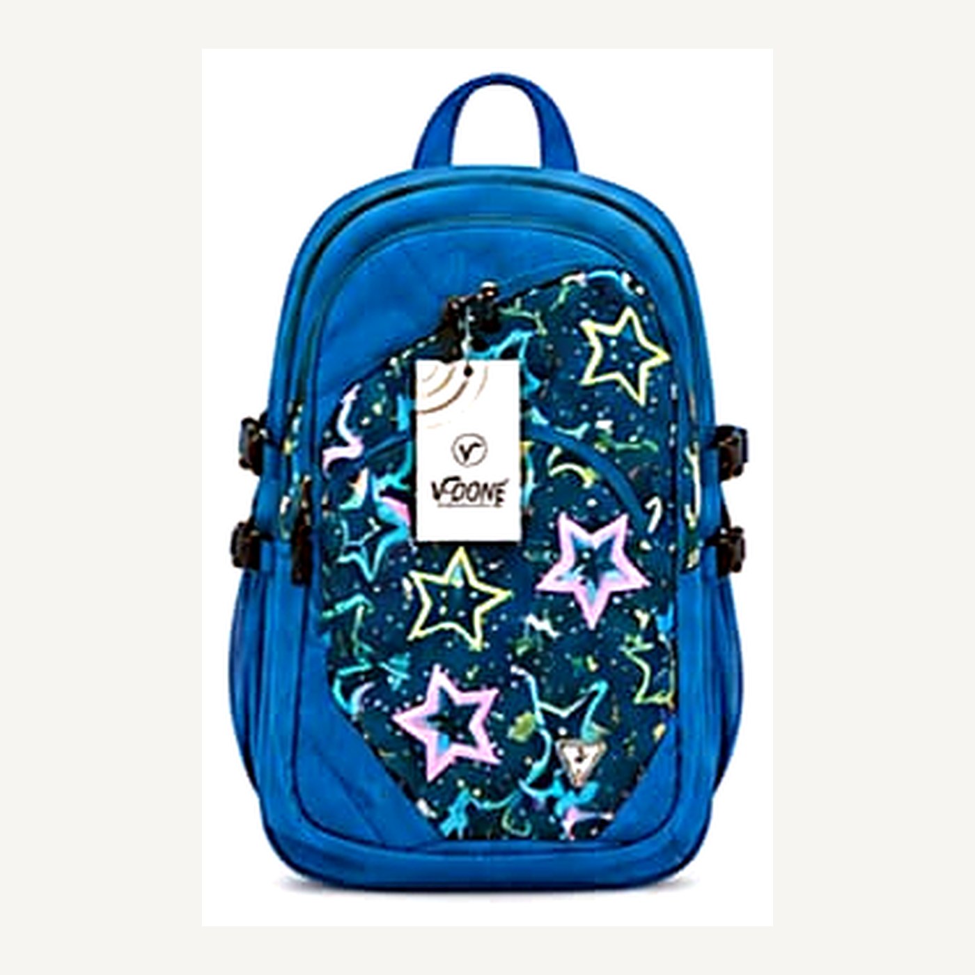Star Print Kids School Backpack (Blue) — School Bags from Design Bags, front view